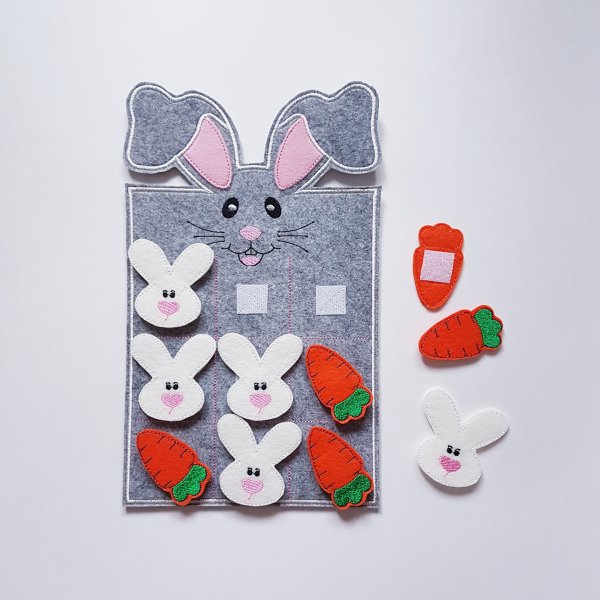Детская развивающая игра крестики-нолики «Кролик», дизайн машинной вышивки