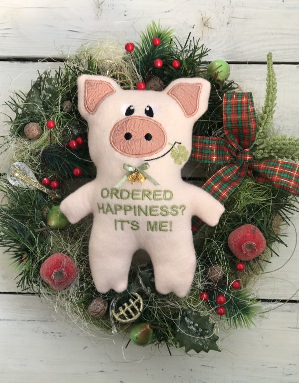 Christmas gift soft toy pig symbol of the year machine embroidery design