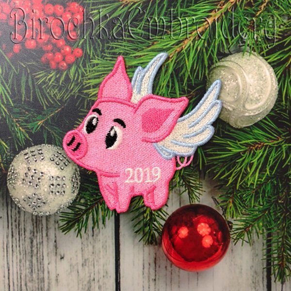 Christmas Decoration Pig Machine Embroidery Designs FSL