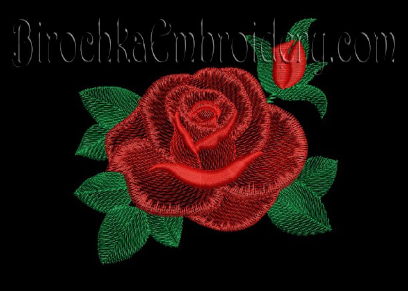 Machine Embroidery Design Red Rose