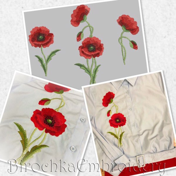 Poppy Flower Machine Embroidery Design