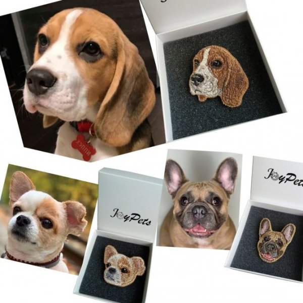 Machine embroidery design based on a pet photo to order for embroidery brooches, keychains, patches