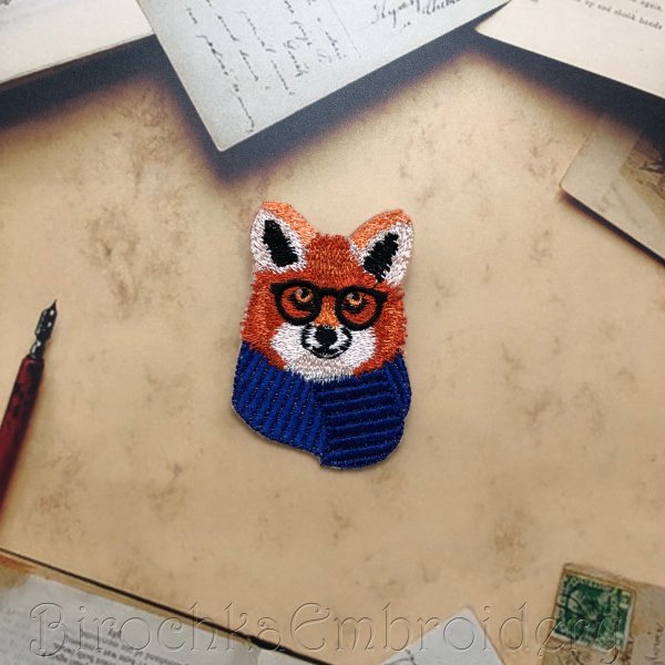 Fox brooch machine embroidery design
