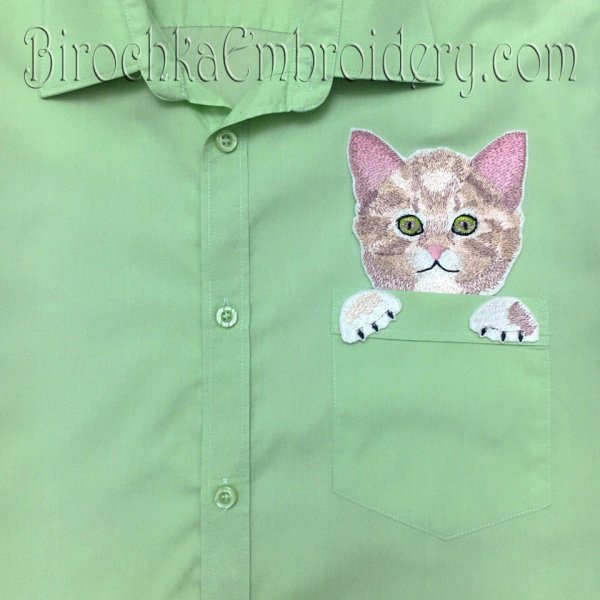 Machine Embroidery Design Cat in the pocket