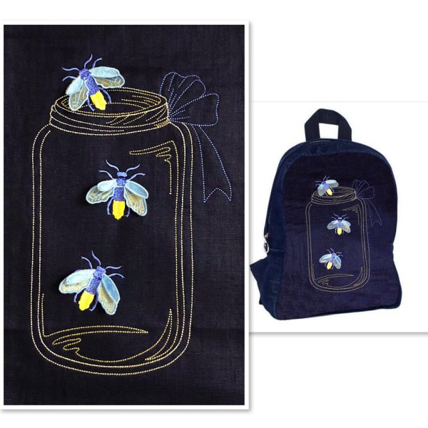 Fireflies in a jar machine embroidery designs