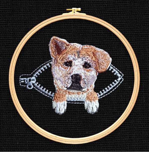 Hachiko machine embroidery design realistic pets embroidery