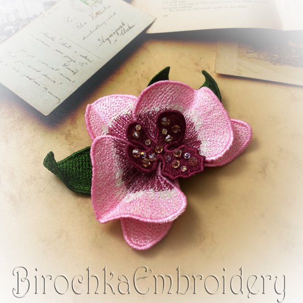 Free Standing Lace Orchid Flower machine embroidery design