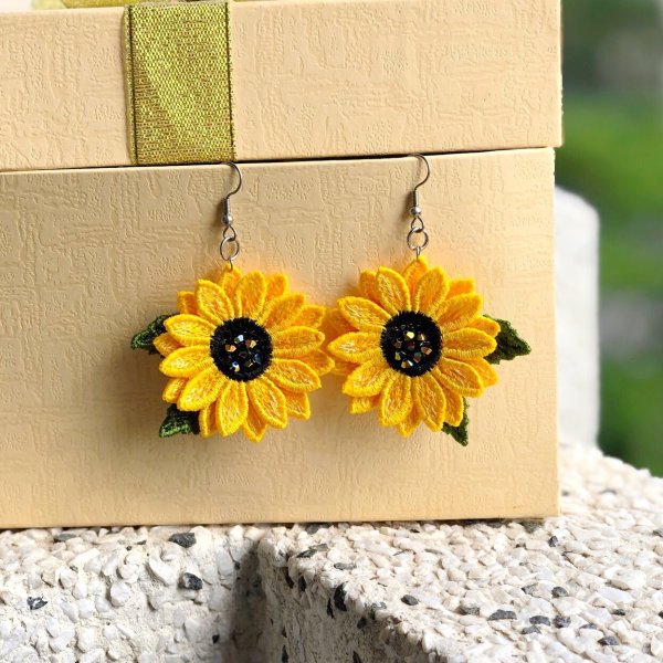Machine embroidery design Sunflowers FSL for creating jewelry