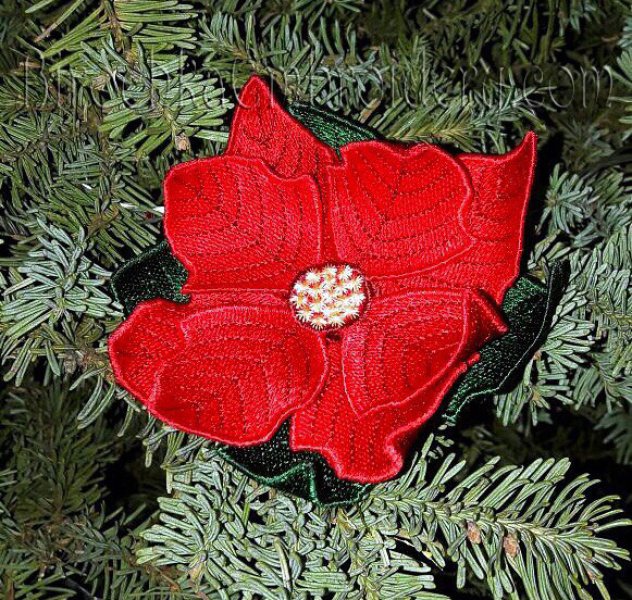 Free Standling Lace Poinsettia Flower machine embroidery design