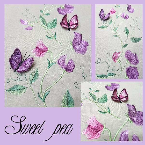 Sweet pea with butterflies and dragonflies 3D