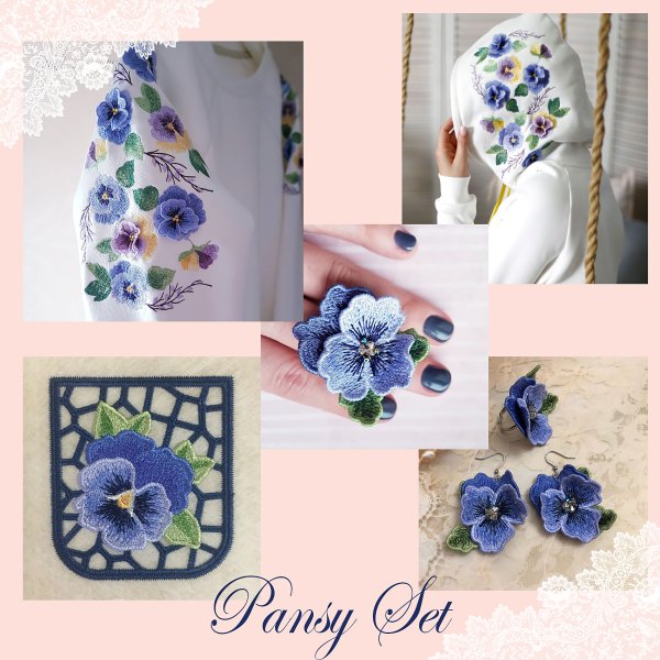 Pansy Set of machine embroidery designs 40%OFF
