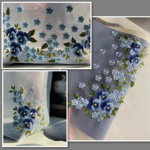 Set of designs Pansies and Forget-me-nots with 3D elements