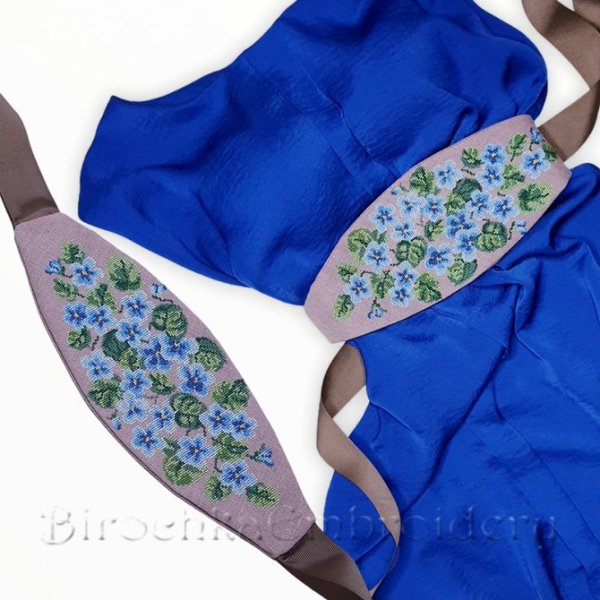Blue Violets belt Machine embroidery design