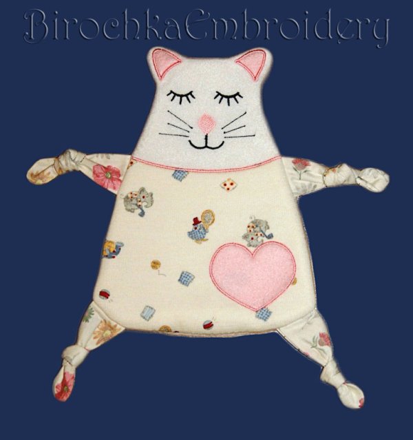 Baby Comforter Toy Cat Machine Embroidery Design In The Hoop