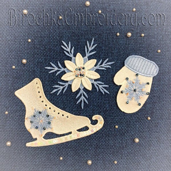 Free Standling Lace Winter Vintage set brooches Embroidery Pattern