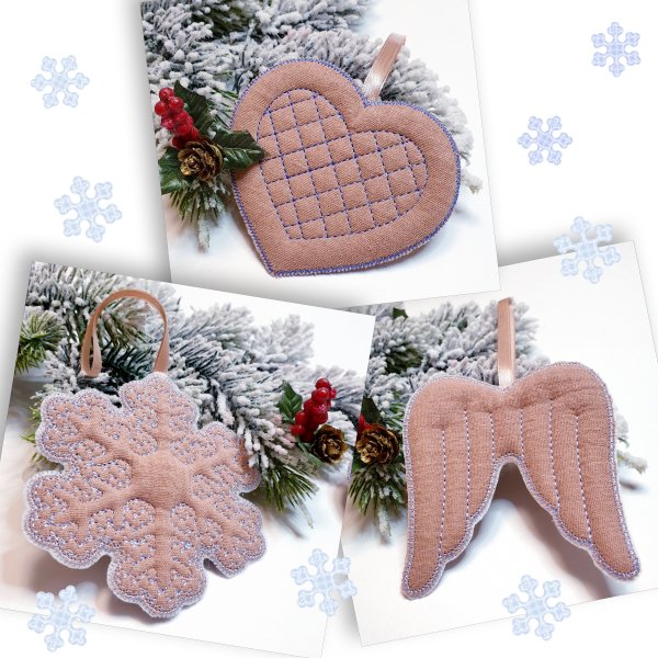 Set of Christmas pendants machine embroidery designs