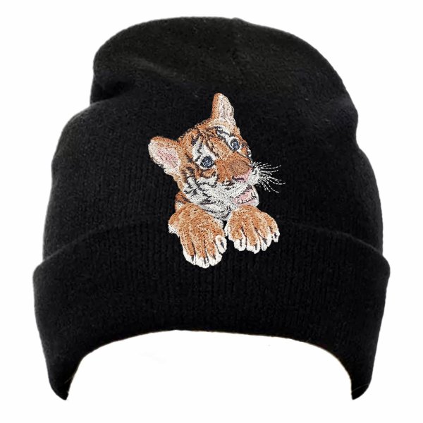 Tiger cub with paws miniature realistic machine embroidery design