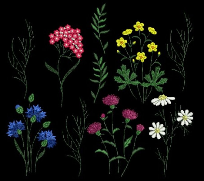 Wildflowers set of machine embroidery designs