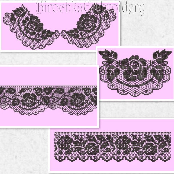 Cross stitch machine embroidery designs set “Imitation of lace”