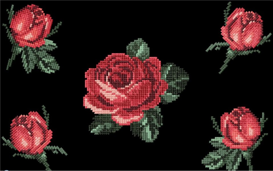 Set of Machine Embroidery Designs Roses Cross stitch pattern