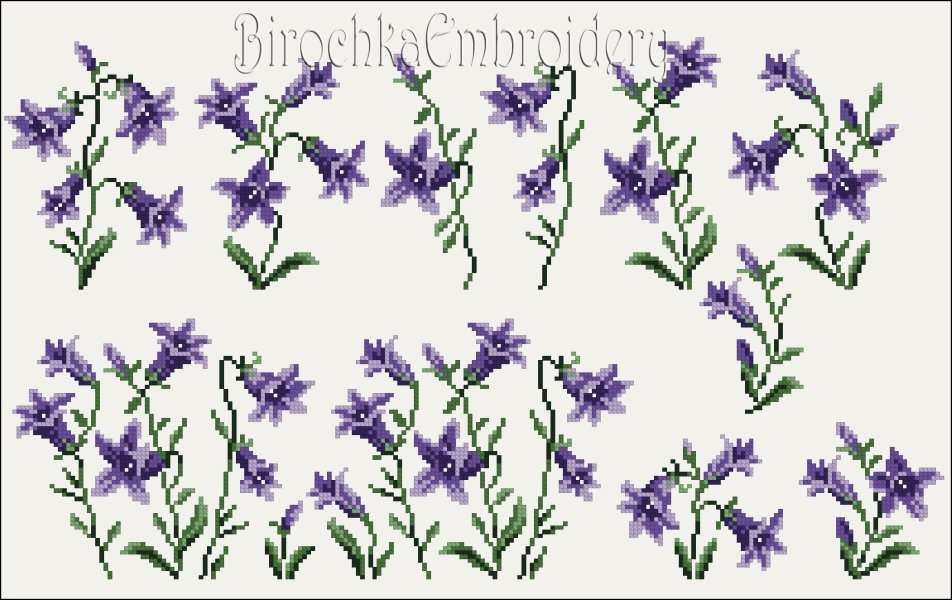 Set of Machine Embroidery Designs Bellflowers Cross stitch pattern