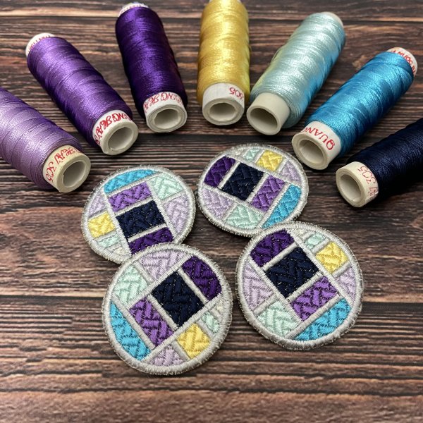 Decorative buttons on felt Machine embroidery design