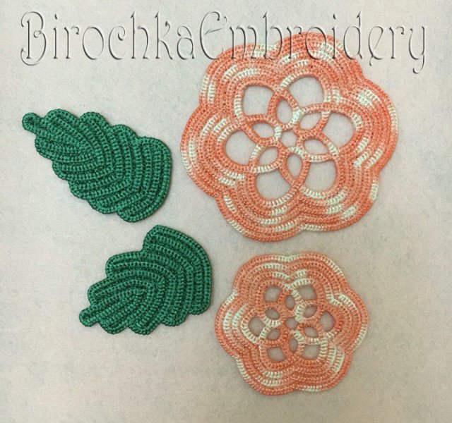 Set of decorative elements of Irish lace machine embroidery designs