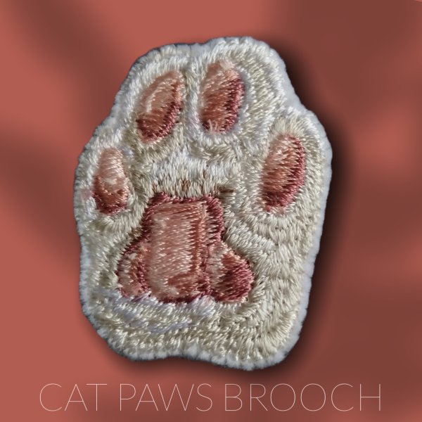Miniature realistic design of a brooch, keychain or patch «Сat paw» in 3 colors