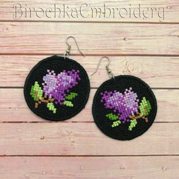 FSL Earrings Lilac cross stitch Machine embroidery design