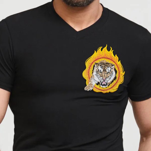 BRUTAL TIGER ON FIRE MACHINE EMBROIDERY DESIGN