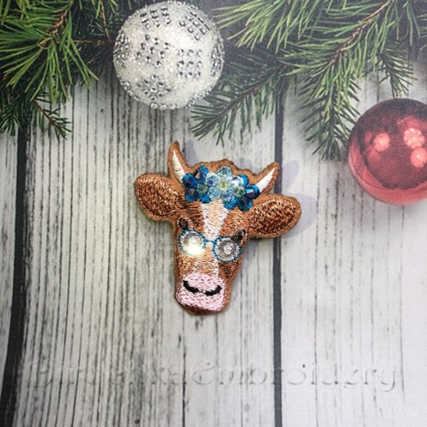 Cow brooch Machine embroidery design