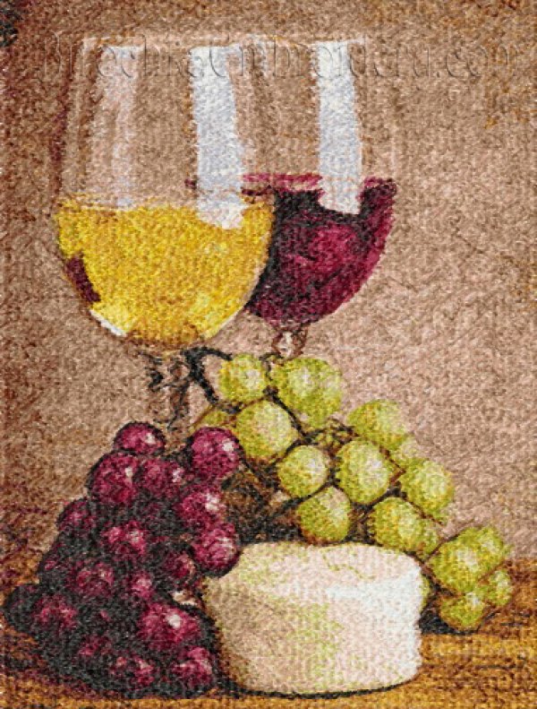Machine Embroidery Design PhotoStitch Wine Cheese Grapes