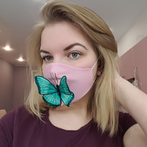 Защитная маска Поцелуй бабочки Дизайн машинной вышивки