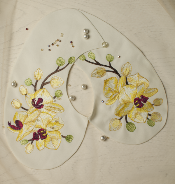 Дизайн машинной вышивки воротник «Орхидеи»