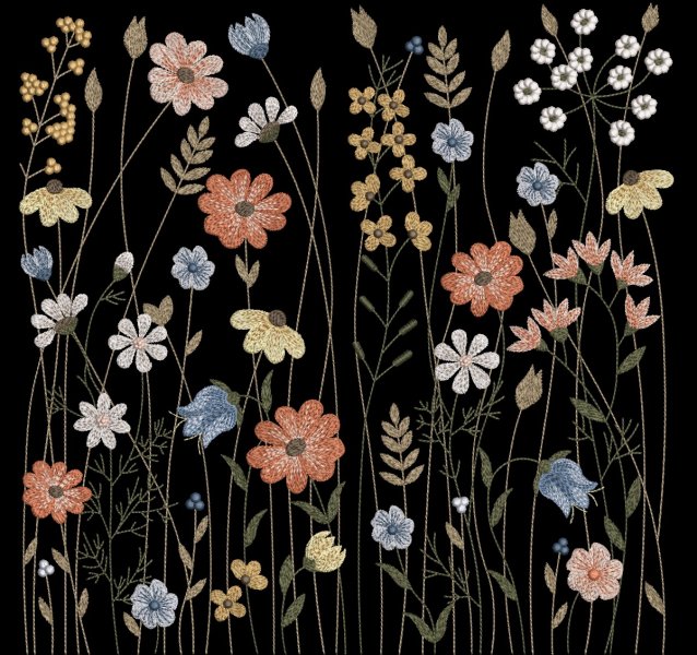 Дизайн машинной вышивки полевые цветы и травы «Полюшко»