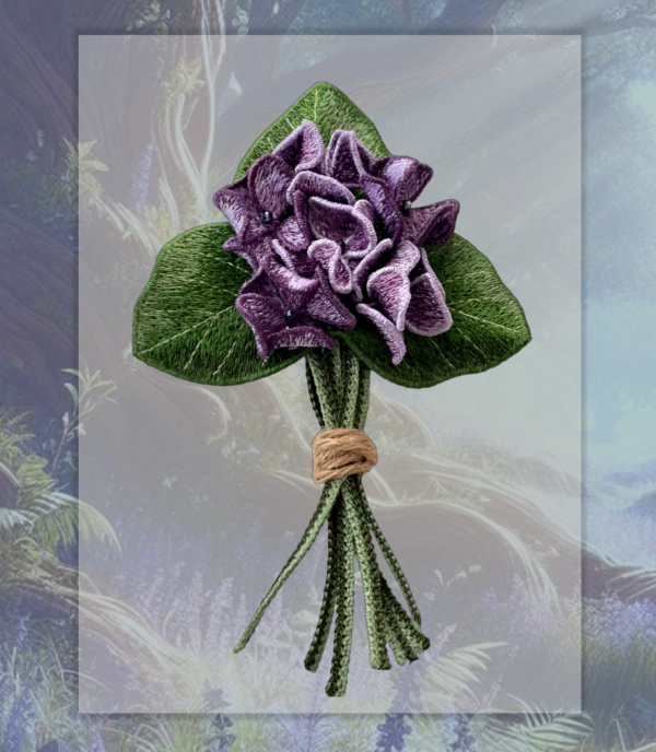 Дизайн машинной вышивки объёмный цветок «Букет фиалок»