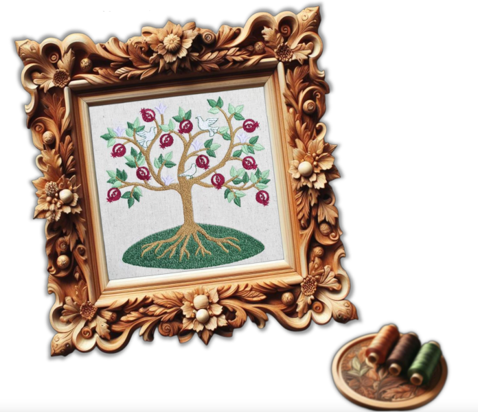 Machine embroidery design “Magic tree” for art therapy