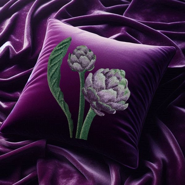 Set of designs using artistic satin stitch technique “Artichoke” in two sizes