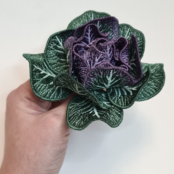 Decorative cabbage FSL machine embroidery design three-dimensional flower