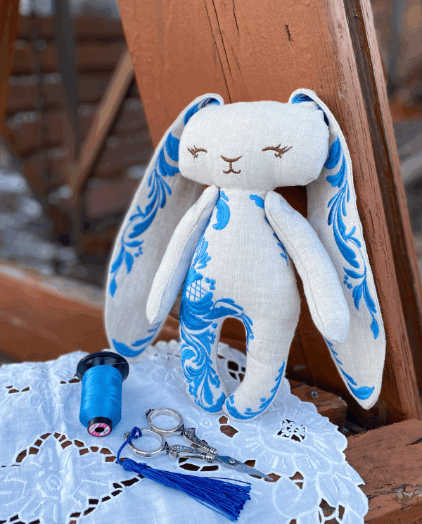 Machine embroidery design soft toy bunny Gzhel