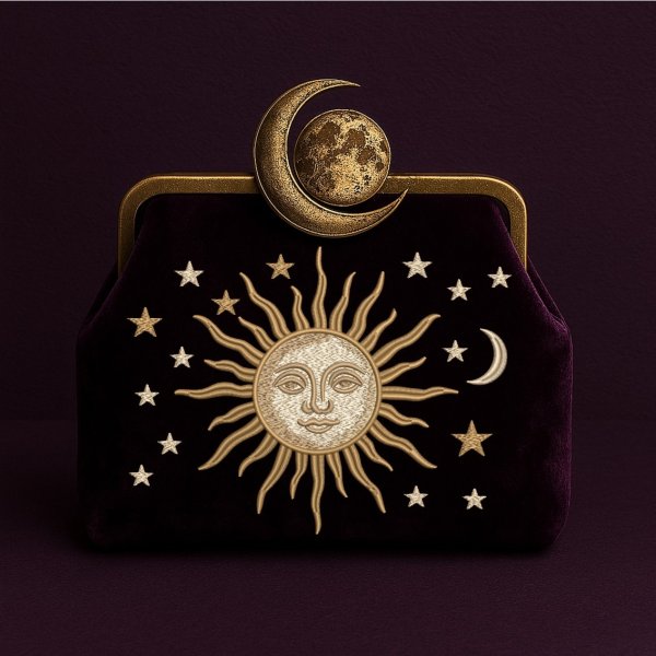 Дизайн Солнце и звёзды, для создания клатча прямо в пяльцах или для вышивки на других изделиях