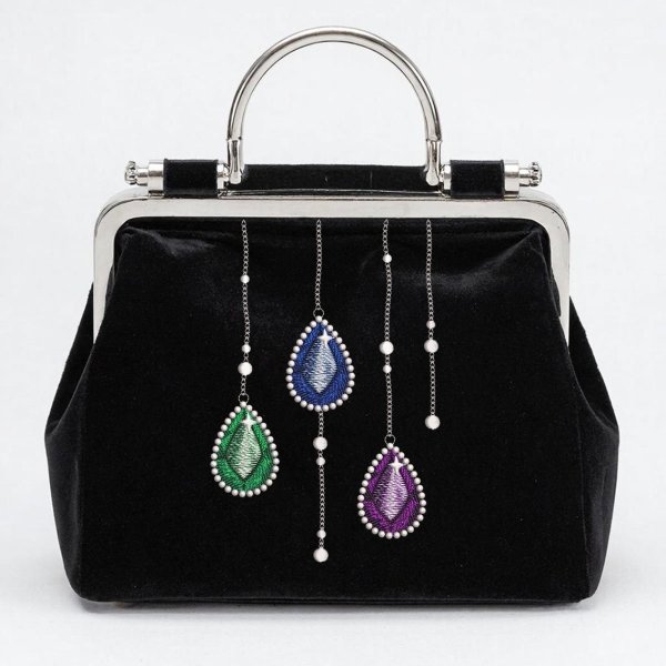 Machine embroidery designs set - imitation gemstone pendants